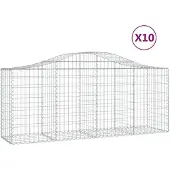 vidaXL Gabions avec arc surélevé 10 pcs. 200x50x80/100cm Fer galvanisé