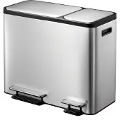 EKO - EcoCasa Recycler Poubelle à pédale 15+15+15 litres - Stainless steel Plastic - Matt Inox