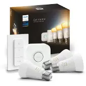 Philips Hue White Ambiance Kit de Démarrage E27 avec 3 Ampoules, Variateur et Bridge