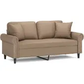 vidaXL Canapé 2 places avec oreillers cappuccino 140 cm similicuir