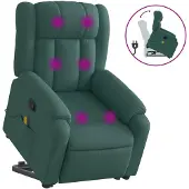 vidaXL Fauteuil de massage avec releveur Vert foncé Tissu