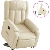 vidaXL Fauteuil relax avec releveur Crème Tissu