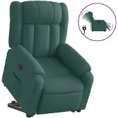 vidaXL Fauteuil relax avec releveur électrique Vert foncé Tissu