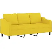 vidaXL Canapé à 3 places Jaune clair 180 cm Tissu