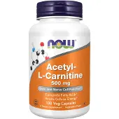 Now , Acétyl-L-Carnitine, 500 mg, 100 Gélules Végétales