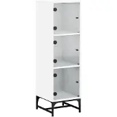 vidaXL Highboard avec portes en verre blanc 35x37x120 cm