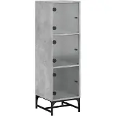 vidaXL Highboard avec portes en verre gris béton 35x37x120 cm