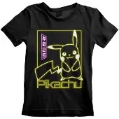 Pokémon T-shirt Gaming de - Enfants - Pikachu Néon - 104 - 116 - pour Enfants - noir - Taille 4 Ans
