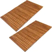 Deuba 2x Tapis de bain 76x50cm en bois d'acacia