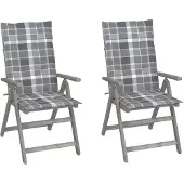 vidaXL Chaises de jardin réglables 6 pcs. avec coussins en bois massif d'acacia