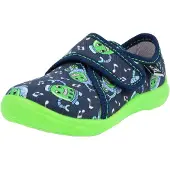 Beck Pantoufle 'Robots' bleu marine / bleu clair / citron vert / blanc