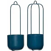 Hubsch Lot de 2 pots de fleurs suspendus Lotus pétrole