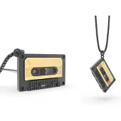 Metalmorphose On-Shirt Long Necklace Audio Tape, (Acier inoxydable)