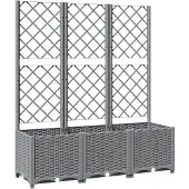 vidaXL Jardinière avec treillis Gris clair 120x40x136 cm PP