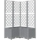 vidaXL Jardinière avec treillis Gris clair 80x80x136 cm PP