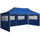 vidaXL Tente de réception pliable avec 4 parois 3x6 m Acier Bleu