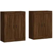 vidaXL Armoires murales 2 pcs. Brun imitation chêne Matériau dérivé du bois