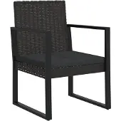 vidaXL Fauteuil de jardin avec coussin noir Poly rotin