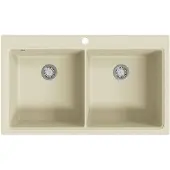 vidaXL Evier Double Bacs Granit Beige