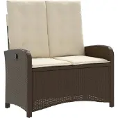 vidaXL Banc de jardin Réglable avec coussins Marron Poly Rattan