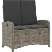 vidaXL Banc de jardin Réglable avec coussins Poly Rattan Gris et Gris foncé