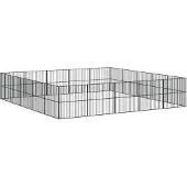 DKD Home Decor Parc pour chiens 20 pcs. noir Acier galvanisé