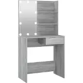 vidaXL Coiffeuse avec LED Gris Sonoma 74,5x40x141 cm