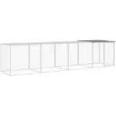 vidaXL Cage à poules avec toit gris clair 403x98x90 cm Acier galvanisé