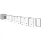 vidaXL Cage à poules avec enclos gris clair 117x1221x123 cm Acier galvanisé