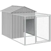vidaXL Cage à poules avec enclos gris clair 117x201x123 cm Acier galvanisé