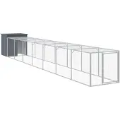 vidaXL Poulailler avec parcours 110x813x110 cm acier galvanisé anthracite