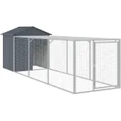 vidaXL Cage à poules avec enclos Anthracite 117x405x123 cm Acier galvanisé