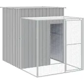 vidaXL Cage à poules avec enclos gris clair 165x251x181 cm Acier galvanisé