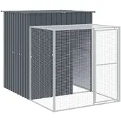 vidaXL Poulailler avec parcours 165x251x181 cm acier galvanisé anthracite