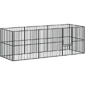 vidaXL Parc pour chiens 8 pcs. noir Acier galvanisé