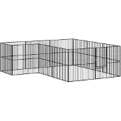 DKD Home Decor Parc pour chiens 12 pcs. noir Acier galvanisé