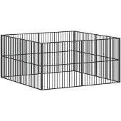 vidaXL Parc pour chiens 8 pcs. noir Acier galvanisé