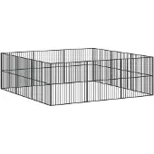 vidaXL Parc pour chiens 12 pcs. noir Acier galvanisé