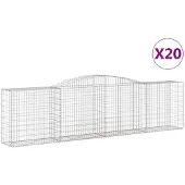 vidaXL Gabions avec arc surélevé 20 pcs 400x50x100/120cm Fer galvanisé
