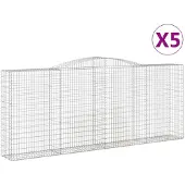 vidaXL Gabions avec arc surélevé 5 pcs. 400x50x160/180cm Fer galvanisé