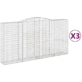 vidaXL Gabions avec arc surélevé 3 pcs. 400x50x200/220cm Fer galvanisé