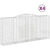vidaXL Gabions avec arc surélevé 4 pcs. 400x50x180/200cm Fer galvanisé