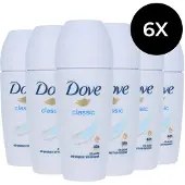 Dove 6 roll-ons déodorants 50 ml, version classique