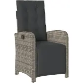 vidaXL Fauteuil de jardin avec repose-pieds Réglable Gris Poly Rattan
