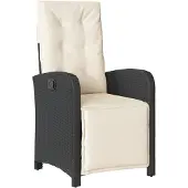 vidaXL Fauteuil de jardin avec repose-pieds Réglable noir Poly rotin