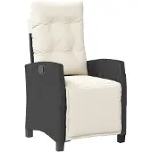 vidaXL Fauteuil de jardin avec repose-pieds Réglable noir Poly rotin