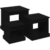 vidaXL Tables d'ensemble 3 pcs. noir bois composite