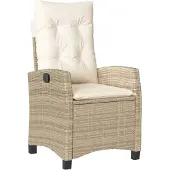 vidaXL Fauteuil de jardin avec coussin Réglable Beige Poly Rattan