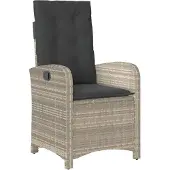 vidaXL Fauteuil de jardin avec coussin Réglable Gris clair Poly rotin