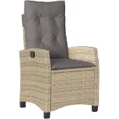 vidaXL Fauteuil de jardin avec coussin Réglable Mélange de beige Poly rotin